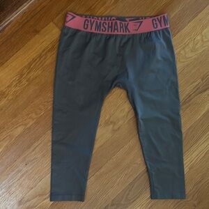 Gymshark Charcoal Leggings with Coral Waistband